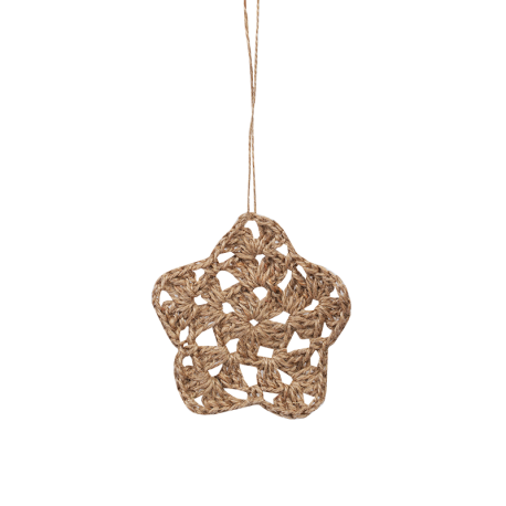 Jute ornament sneeuwvolkje naturel