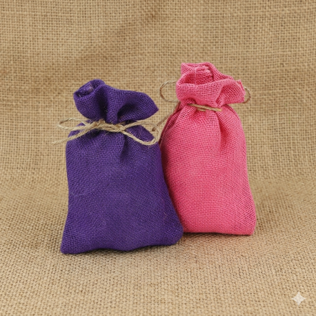 Gekleurde jute zakken 12 cm x 18 cm
