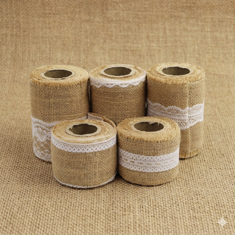 Jute tafelloper met kant