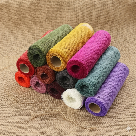 Gekleurde jute tafelloper combi