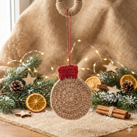 Jute ornament kerstbal
