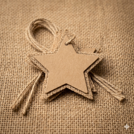 Jute sterren labels             