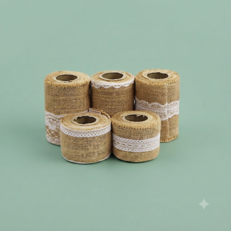 Jute tafelloper met kant