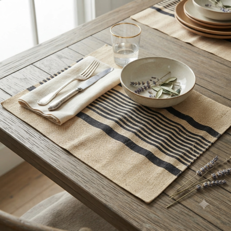 Jute placemat 30 cm x 40 cm gebruik: Jute placemat 30 cm x 40 cm