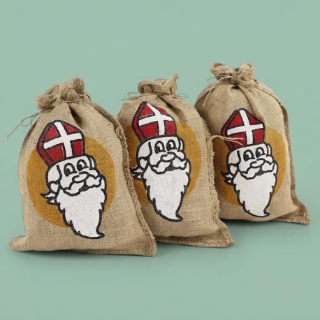 Jute zak met Sinterklaas opdruk 30 cm x 40 cm