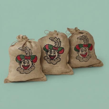 Jute zak Sinterklaas met Piet opdruk 30 cm x 40 cm