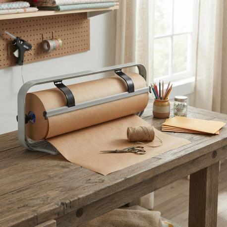 Papierrolhouder tafel met kartelmes gebruik: Papierrolhouder tafel met kartelmes