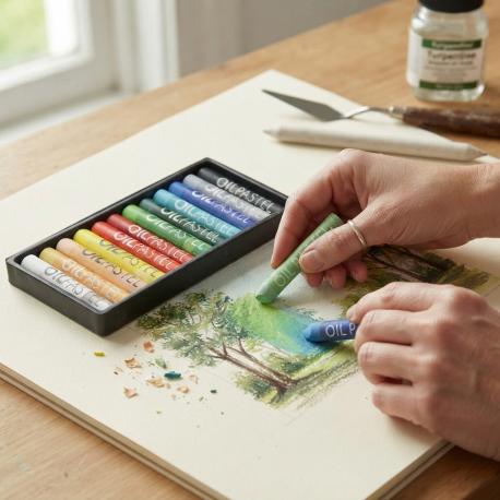 Oliepastel gebruik: Oliepastel