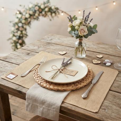 Jute bruiloft placemat 30 cm x 40 cm gebruik: Jute bruiloft placemat 30 cm x 40 cm