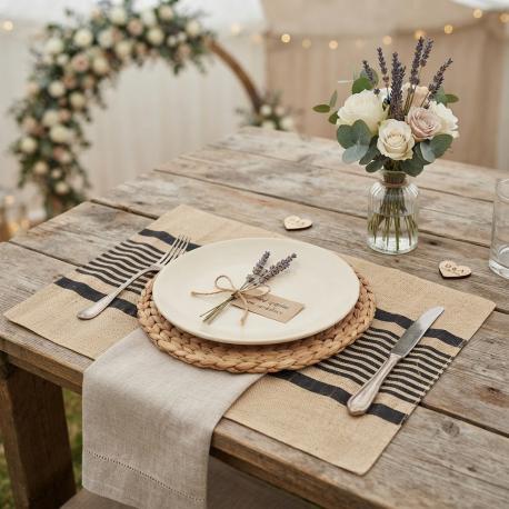 Jute bruiloft placemat 30 cm x 40 cm gebruik: Jute bruiloft placemat 30 cm x 40 cm