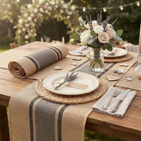 Jute bruiloft tafelloper 30 cm x 120 cm gebruik: Jute bruiloft tafelloper 30 cm x 120 cm