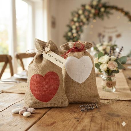 Jute zakken met hartje gebruik: Jute zakken met hartje