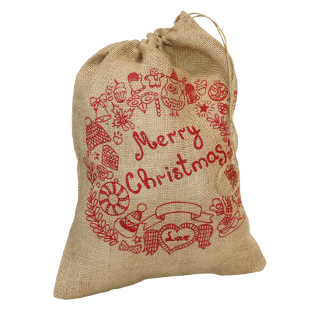 Jute zak met Merry Christmas 30 x 40 cm 
