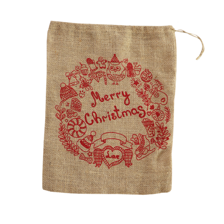 Jute zak met Merry Christmas 30 x 40 cm  gebruik: Jute zak met Merry Christmas 30 x 40 cm 